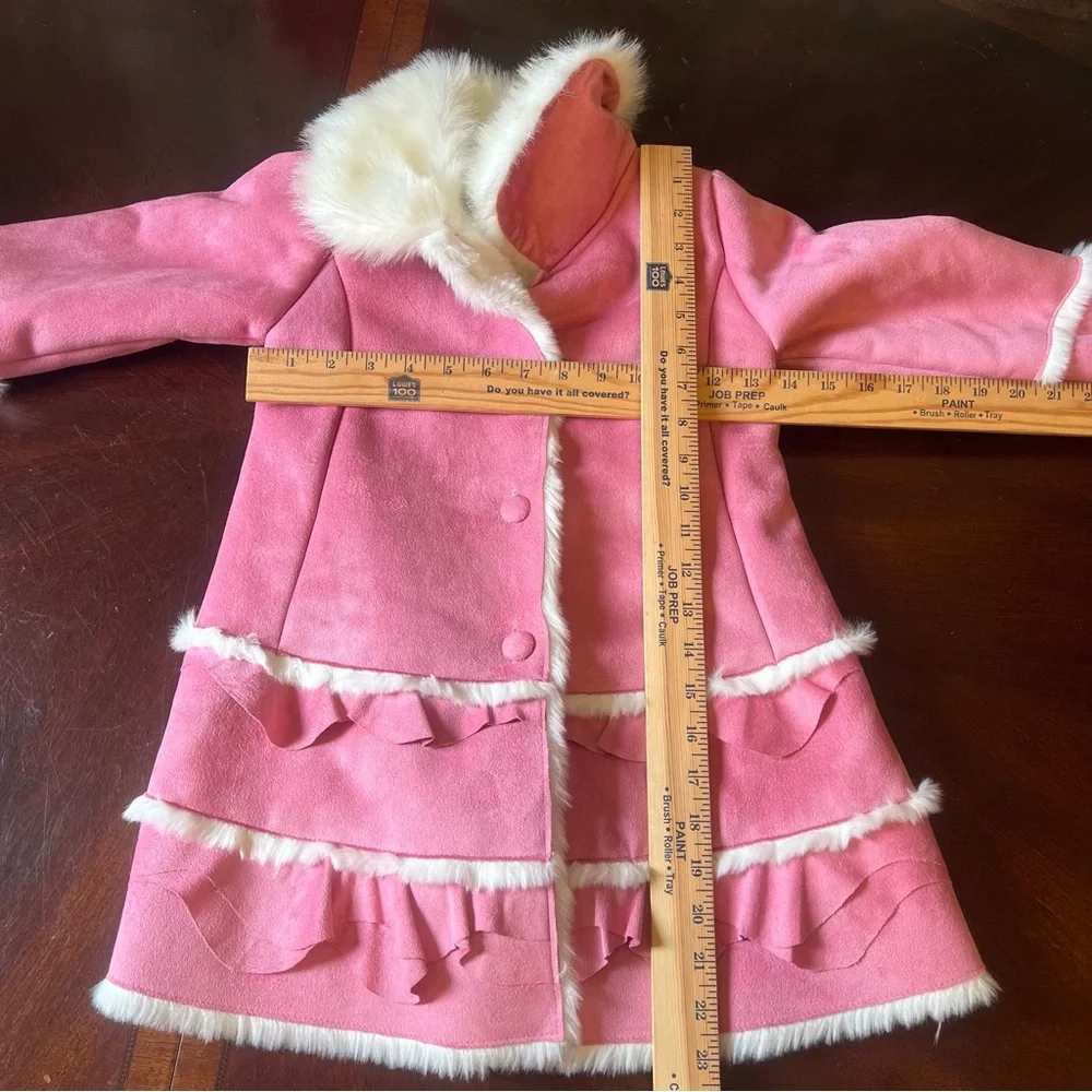 Donna Salyers' Fabulous Furs Girl's Pink Faux Suede & Fur Coat Size XS $140